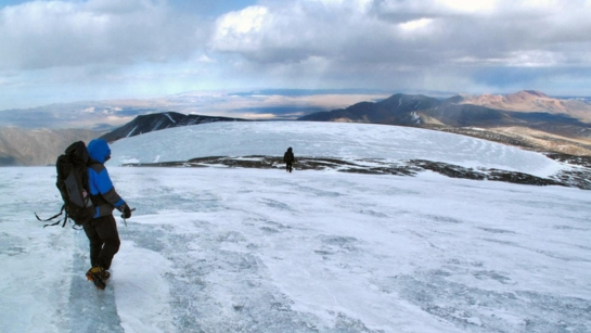 Frozen Gobi Desert landscape in winter